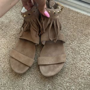 Tan suede sandals
